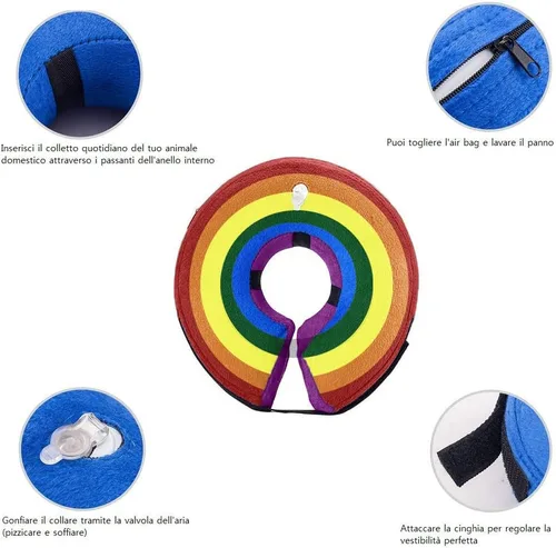 Vista 6 de Collar inflable de cono para perro, suave, cómodo y ajustable para perros y gatos pequeños, medianos y grandes, collar electrónico de recuperación