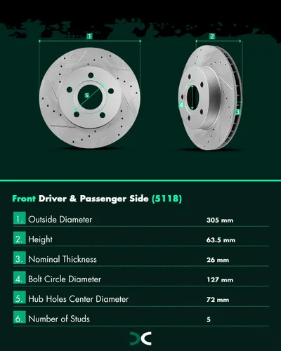Vista 6 de SCITOO Kits de rotores de freno de disco delantero para Jeep Grand Cherokee 1999-2004