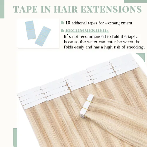 Vista 5 de Extensiones de cabello humano con cinta adhesiva invisible, sin costuras, doble cara, extensiones de cabello humano recto natural de Remy