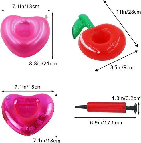 Vista 2 de Aoutacc Soportes de bebidas flotantes para piscina, inflables para bebidas, posavasos con mini bomba de aire