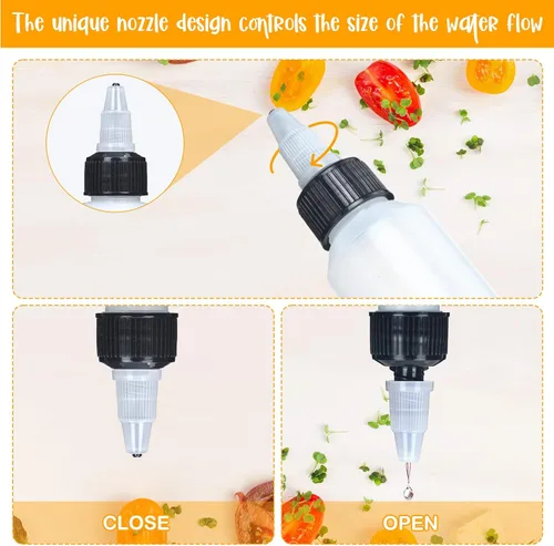 Vista 4 de Honeydak 50 botellas dispensadoras Boston de 2 onzas, botellas vacías de plástico para apretar con tapa giratoria, botellas redondas pequeñas Negro