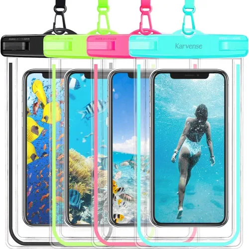 Vista 9 de Funda impermeable para teléfono celular, paquete de 2 bolsas universales impermeables para iPhone/Samsung Galaxy/Pixel, bolsa seca bajo el agua