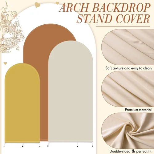 Vista 23 de VitalCozy Juego de 3 Cubiertas para Arco de Boda de 4/5/6 pies, Cubierta de Telón de Fondo de Arco de Tela de Doble Cara de Spandex Ajustado