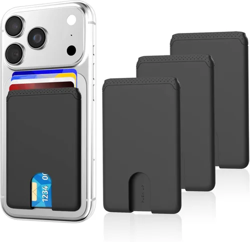 Senose Soporte para tarjetas de teléfono, cartera de silicona antideslizante para teléfono, soporte para tarjetas de crédito, bolsa para tarjetas de