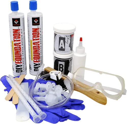 RadonSeal Kit Completo de Reparación de Grietas de Cimentación para Bricolaje, 10 Pies - Sellador de Inyección de Uretano de Baja Viscosidad para