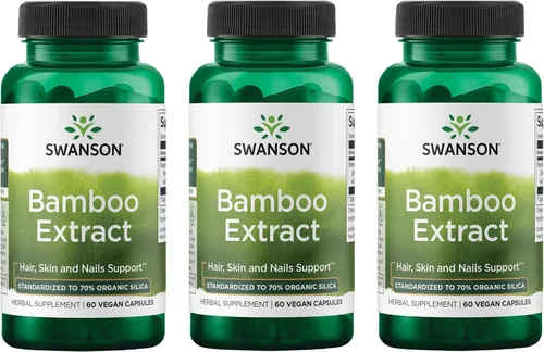 Vista 8 de Swanson Extracto de bambú para cabello y uñas Suplemento de sílice apoya colágeno 300 mg 60 cápsulas vegetales