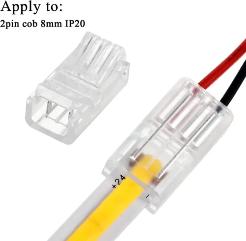 Vista 3 de COB - Conector de tira LED a cable, 20 conectores de adaptador LED impermeables, conectores de tira de luz LED transparentes sin soldadura para tira