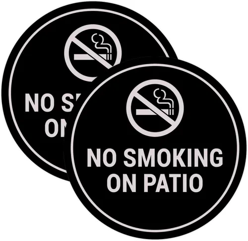 Vista 18 de Signs ByLITA Cartel de "No fumar en el patio" (Negro) - Pequeño