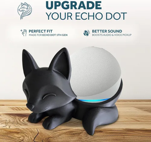 Vista 2 de Sleeping Fox Stand – 3D Printed Echo Dot Stand & Alexa Stand, Decorative Smart Speaker Alexa Holder in Eco-Friendly PLA, Anti-Slip Base, Compatible