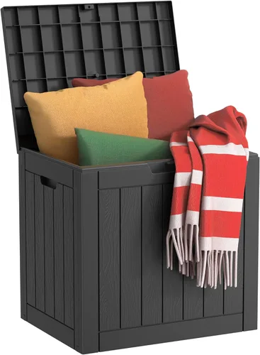 Caja de resina impermeable de 50 galones para exteriores, contenedor de almacenamiento con cerradura para muebles de patio, herramientas de jardín