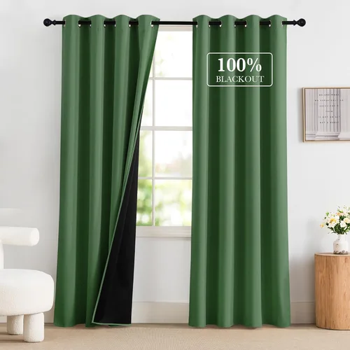 Vista 35 de NICETOWN Cortinas 100% Opacas Cortas de 36 Pulgadas de Largo para Dormitorio, Privacidad Aislamiento Térmico con Ojales Cortinas de Ventana