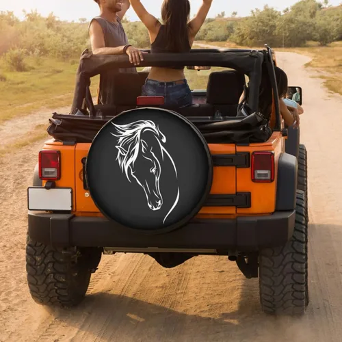 Vista 4 de Cubierta de neumático de repuesto para cabeza de caballo, impermeable, a prueba de polvo, apta para Jeep, remolque, RV, SUV y muchos vehículos