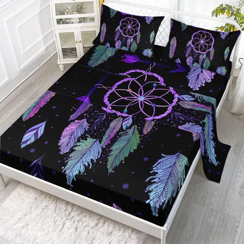 Vista 24 de Juego de sábanas de 4 piezas ajustadas y planas para niñas, estampado de mariposas y flores rosas con 1 + 2 fundas de almohada para cama individual