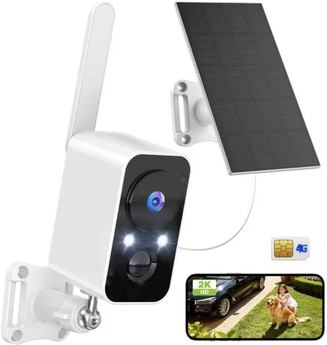 Cámara de seguridad celular 4G LTE: cámaras inalámbricas para exteriores para seguridad en el hogar, sin cámara de video WiFi alimentada por