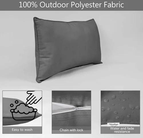 Vista 3 de Funda de almohada lumbar de tela de poliéster para interiores y exteriores, impermeable, rectangular, para todo tipo de clima, para muebles