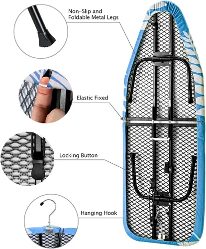 Vista 3 de SheeChung Mini tabla de planchar de 12"x32", tabla de planchar de mesa con funda de algodón extraíble y almohadilla, mesa de planchar con base