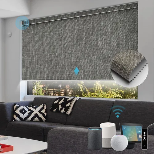 Vista 68 de SmartWings Persianas Motorizadas con Sombras para Ventana Control Remoto Funciona con Thread Apple Homekit Z-Wave Alexa 100% Blackout de Doble Cara