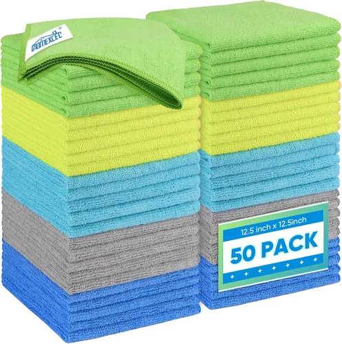 Vista 12 de HOMEXCEL Paquete de 6 paños de limpieza de microfibra negros, toallas de microfibra de 12.5 x 12.5 pulgadas para automóviles, paño de lavado
