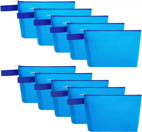 Vista 19 de 10 bolsas de maquillaje de lona de algodón con parte inferior y correa, bolsa de cosméticos multiusos con cremallera, bolsa de aseo de viaje, bolsa