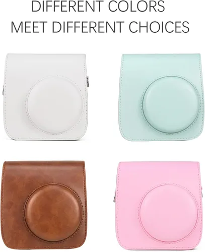 Vista 6 de Rieibi Funda de piel sintética Mini 7+, funda protectora para cámara instantánea Fujifilm Instax Mini 7+ con correa de hombro ajustable