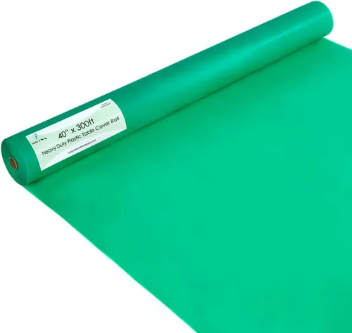 Vista 43 de Craft And Party, Rollo de plástico para cubierta de mesa color verde manzana, 40 pulgadas x 100 pies, rollo de plástico resistente para cubierta