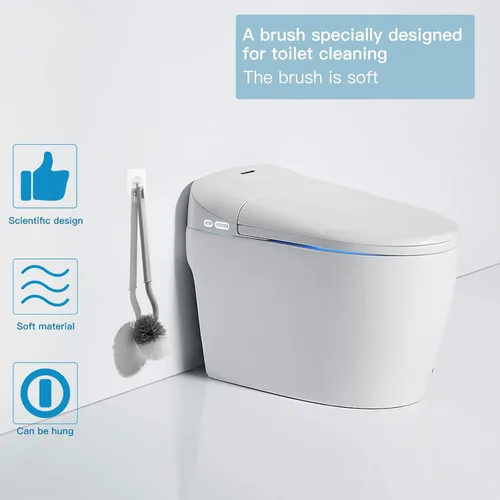 Vista 9 de 2 cepillos curvos para inodoro sin soporte para limpieza profunda de baño, cepillo de inodoro duradero debajo del borde, cepillos de limpieza