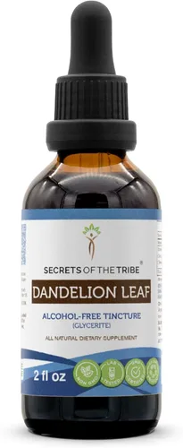 Secrets of the Tribe Tintura de hoja de diente de león Extracto líquido sin alcohol, diente de león (Taraxacum Officinale) Hoja seca 2 FL OZ