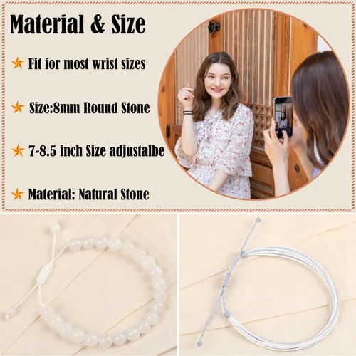Vista 261 de LPBeads Pulsera de piedra natural hecha a mano de tamaño ajustable