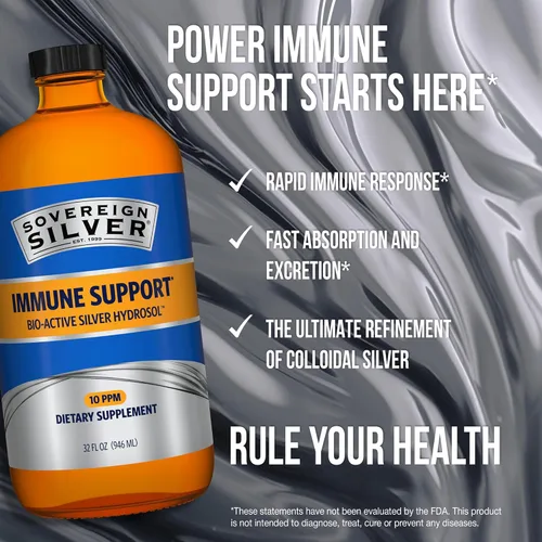 Vista 7 de Sovereign Silver Hidrosol de plata Bio-Active para apoyo inmunológico - Plata coloidal - 10 ppm, 4oz (4.0 fl oz) - Gotero