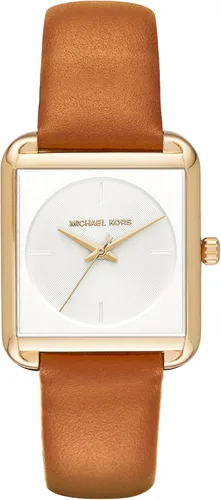 Michael Kors reloj de cuero de equipaje, tres manecillas, tono dorado, para mujer, ninguno , Monturadorado