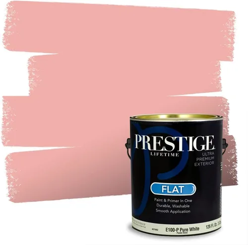 Vista 103 de Prestige Paints E100-T-SW6591 Pintura exterior e imprimación en uno, 1 galón, plano, combinación comparable de Sherwin Williams Amaryllis, 1 galón
