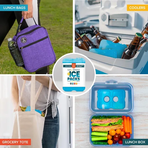 Vista 2 de Healthy Packers Ice Packs for Lunch Boxes & Coolers - Freezer Packs - Original Cool Pack Cooler Accessories for Beach, Camping & Fishing Slim &