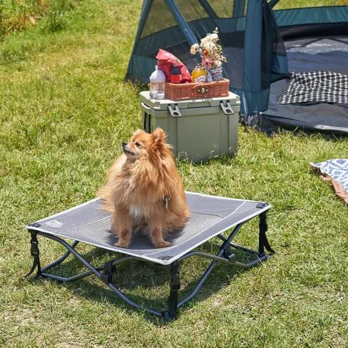 Vista 2 de TIMBER RIDGE Cama para perros para exteriores, catre elevado de refrigeración para perros, catre portátil elevado para mascotas con malla