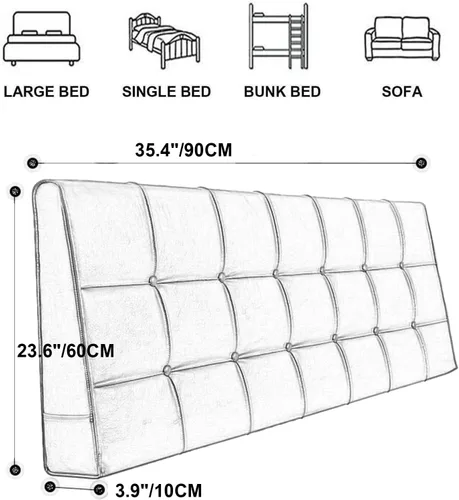 Vista 7 de Cabecera tapizada de cuero con botones tamaño King, almohada de lectura con respaldo y soporte lumbar, almohada de cuña para sofá, cama con funda