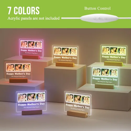 Vista 4 de Bemaystar Base de madera con luz LED, adecuado para placas, álbumes de fotos, base de luz nocturna cálida rectangular