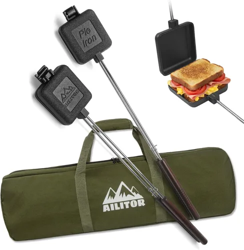 Vista 10 de AILITOR Cocina de hierro fundido para tartas de campamento, para sándwiches de fogata (paquete de 2)