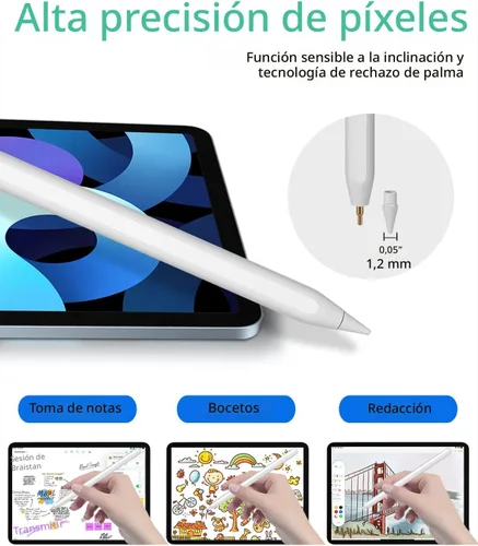 Vista 5 de Lápiz para iPad de 2 generación, magnético, inalámbrico, carga rápida, igual que el Apple Pencil de 2 generación, lápiz óptico funciona para iPad