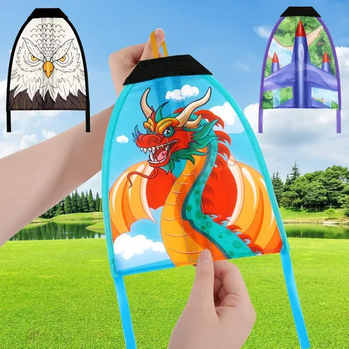 Vista 7 de 3 Pcs Mini Slingshot Kites - Thumb Ejection Kite Beach Toys Gift for Kids Teens Age 4-18 Years Old Easy to Fly Waterproof Stringless Beach Kite