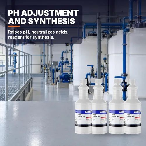 Vista 4 de Hidróxido de sodio 25% grado ACS - 4 cuartos de galón - Paquete múltiple de productos químicos para limpieza industrial, ajuste de pH