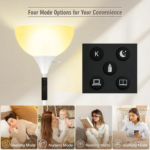 Vista 4 de Lámparas de pie para sala de estar, lámparas de pie Torchiere de 71'' con control remoto, temperatura de color y brillo ajustables 2700K-6500K