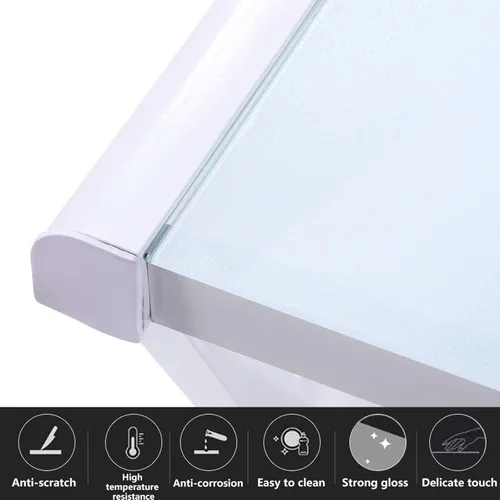 Vista 4 de URRED Escritorio de computadora con parte superior de vidrio y marco de metal, mesa de escritorio para computadora para videojuegos, estudio