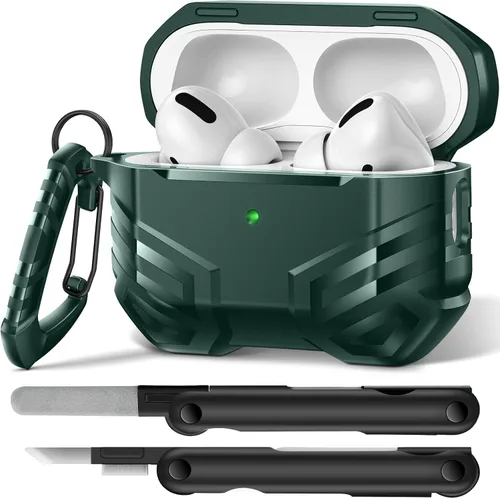 Vista 21 de MOBOSI Funda para AirPods Pro 2 con cerradura, compatible con funda Airpod Pro de 2ª/1ª generación, funda protectora de grado militar con kit