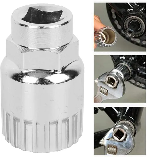 Vista 4 de HERCHR Kit de herramientas de reparación de bicicletas, funda de soporte inferior multifunción Casette Volante para quitar la manivela de la cadena