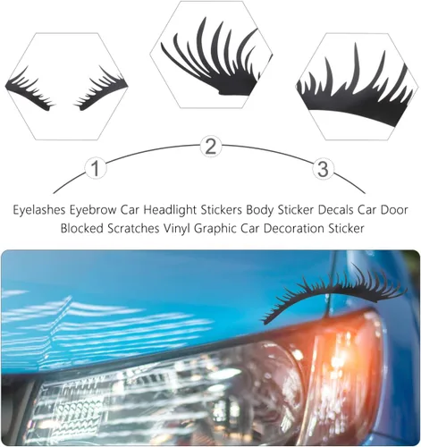Vista 7 de 2 pares de pestañas de coche para faros delanteros de cejas, calcomanías para faros delanteros