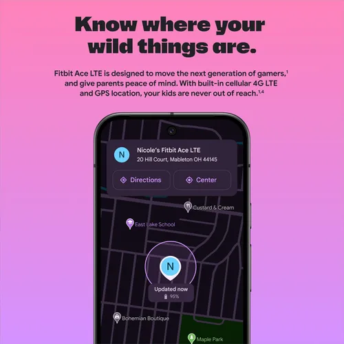 Vista 5 de Fitbit Google Ace LTE - Reloj inteligente para niños con llamadas, mensajes, GPS y juegos basados en actividades, se requiere plan de datos Ace Pass
