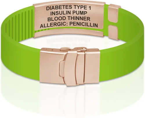 Vista 83 de Divoti Pulsera de identificación de alerta médica grabada personalizada, grabado láser de doble cara, pulsera de silicona, cierre de seguridad