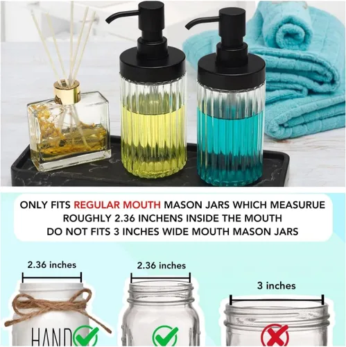 Vista 4 de Tapas dispensadoras de jabón para tarros Mason para todos los frascos de boca regular, plástico ABS a prueba de óxido de alta calidad, repuesto
