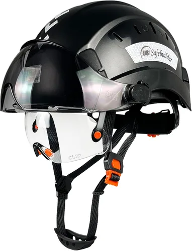 Vista 8 de SAFEBUILDER Casco de seguridad de construcción con visera incorporada Casco duro ABS con visera Ventilación ajustable Casco de trabajo Protección