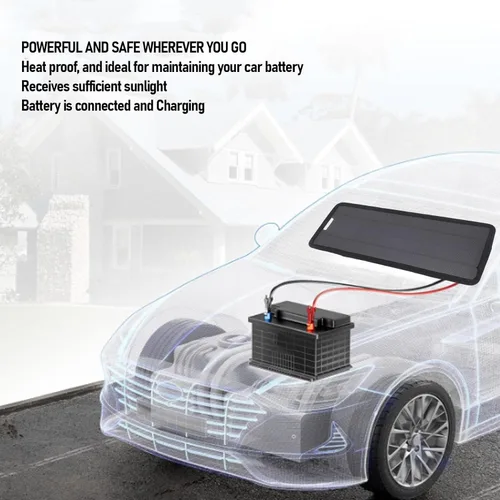 Vista 4 de Fafeicy Portable Solar Car Battery Charger, with Polycrystalline Panel and Intelligent Charging Technology, for RVs and Boats High Efficiency 6W ABS