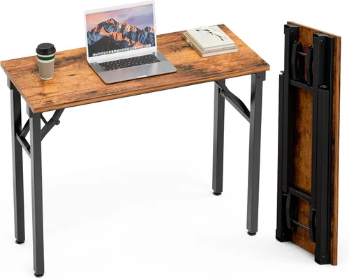 Vista 29 de TEMI Mesa de Computadora Pequeña Mesa Plegable - Escritorio de Oficina Plegable de 35.8", Sin Ensamblaje, Perfecto para Espacios Pequeños